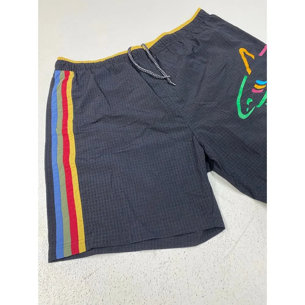 VTG Y2K Greg Norman shark graphic stripe retro swim trunks board shorts XL